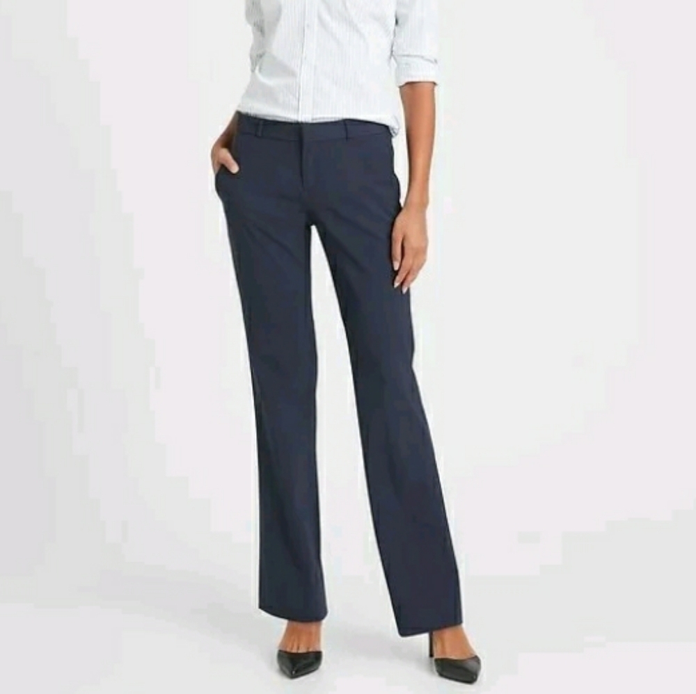Banana Republic Logan Trousers Washable Wool Navy with White polka dots Size 2